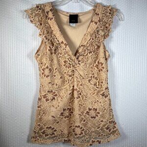 jtb Women's M Y2K, Boho, Forest Fairy, Baby Doll, Floral Lace, Fairy Grunge Top